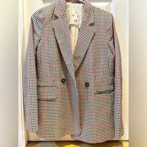 H&M Brown and Red Checkered Blazer